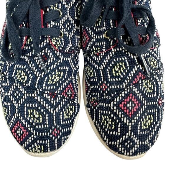 TOMS Del Rey Navy Blue Multi Woven Lace Up Sneakers Size 9 - Picture 4 of 9